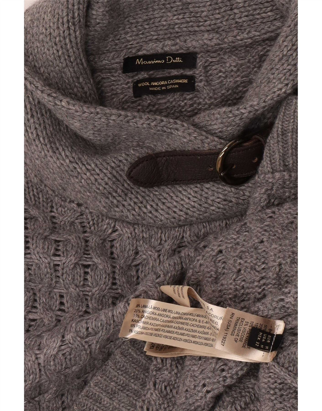 Massimo Dutti Pull poncho à col châle pour femme UK 14 Laine gris moyen