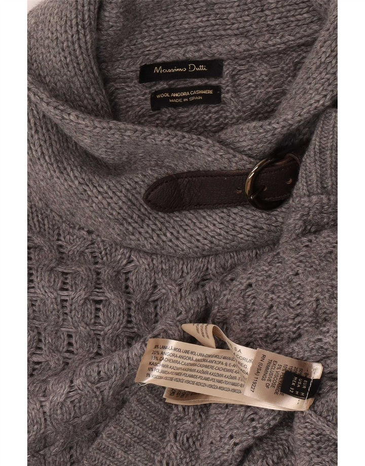 Massimo Dutti Pull poncho à col châle pour femme UK 14 Laine gris moyen