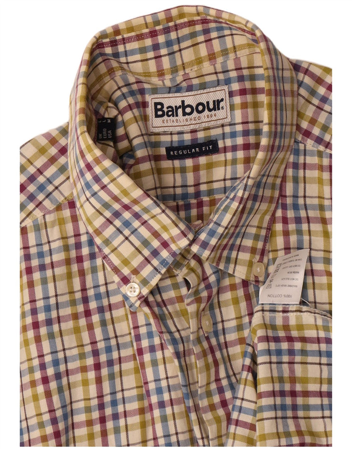 Barbour Chemise en flanelle coupe régulière pour hommes, grand coton à carreaux multicolores