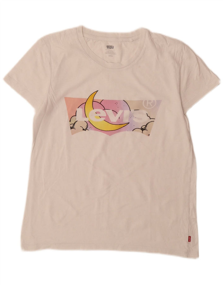 Levi's T-Shirt Graphique Femme UK 10 Small Blanc