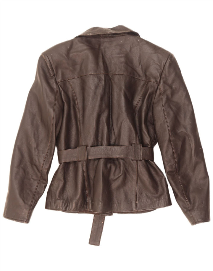 veste en cuir femme vintage UK 10 Petit Brun