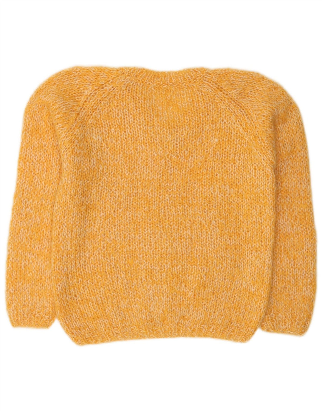 vintage Femme V-Col Jumper Pull UK 14 Jaune Moyen