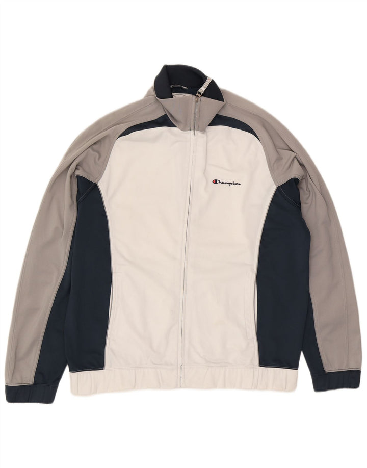 Champion Veste de survêtement pour homme Large Blanc Colorblock Polyester