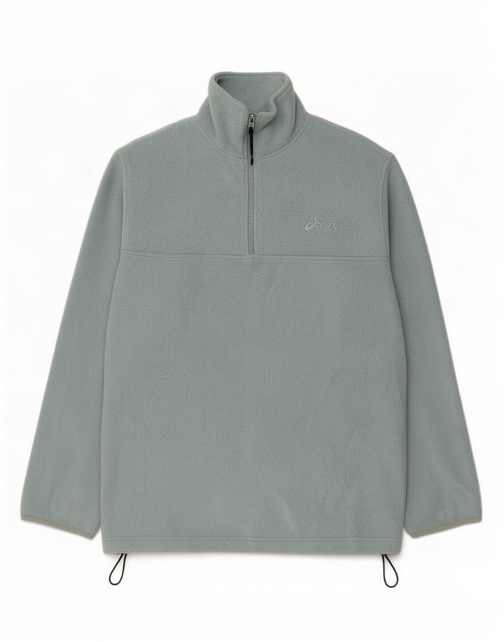 Asics Pull Polaire Zip Neck Homme Bleu Moyen Polyester