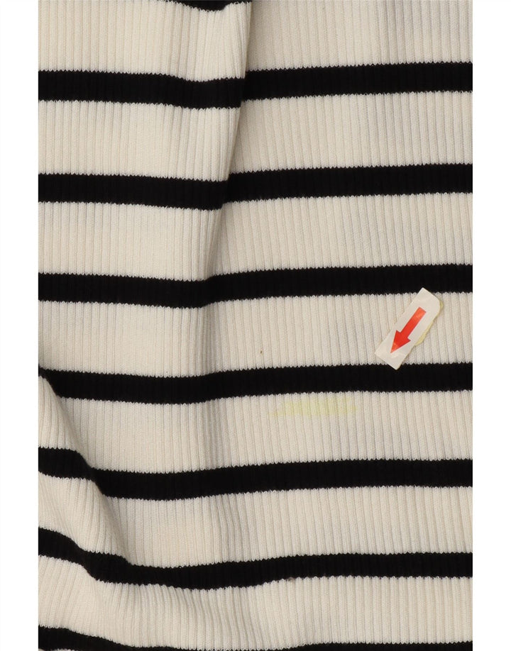 Marks & Spencer Pull cardigan long pour femme UK 14 moyen blanc rayé