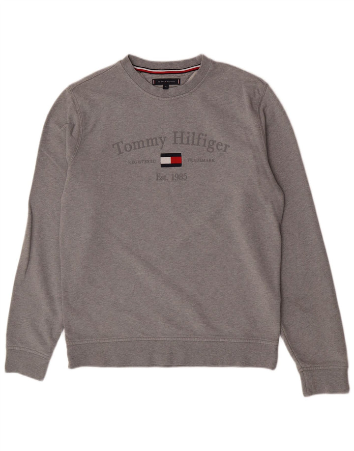 Tommy Hilfiger Sweat-shirt graphique pour homme XL Gris Coton