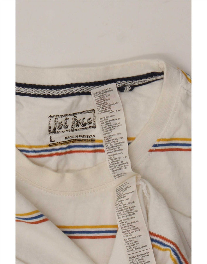 Fat Face T-Shirt Homme Haut Large Blanc Rayé Coton