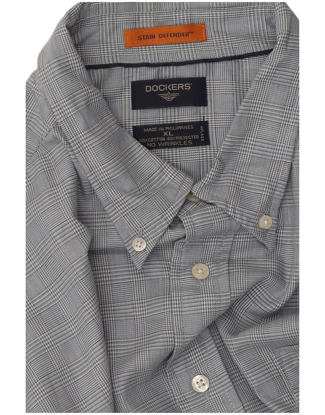 DOCKERS Chemise anti-taches pour homme XL en coton à carreaux bleu