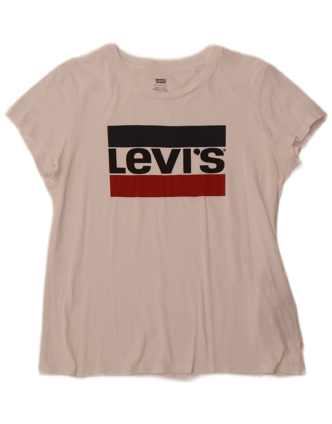 LEVI'S T-Shirt Graphique Femme UK 12 Coton Blanc Moyen