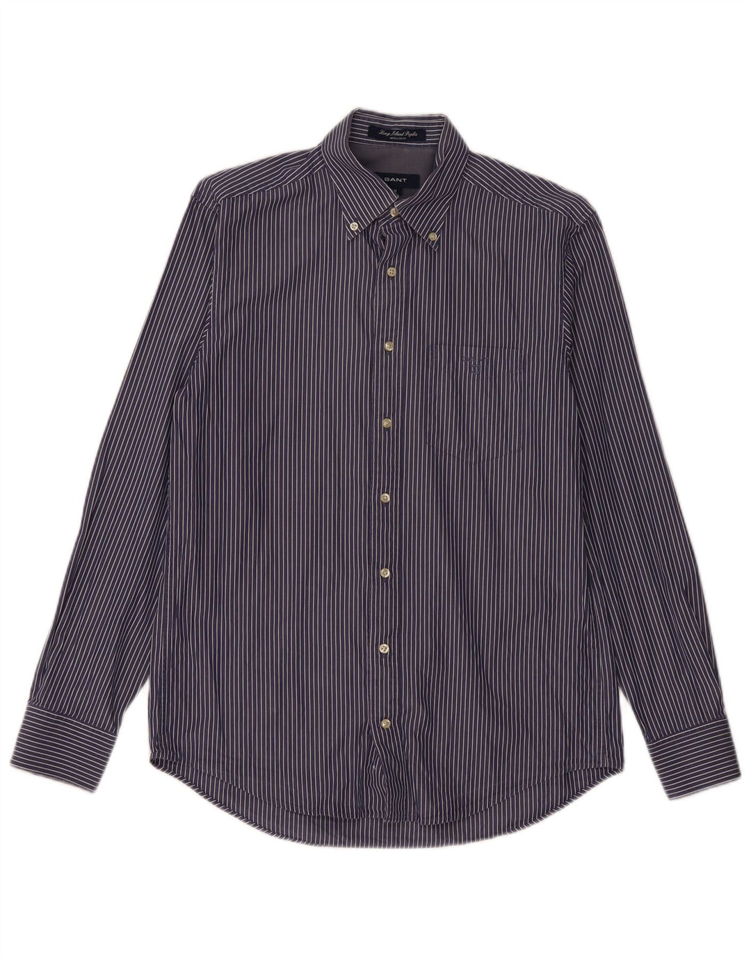 GANT Chemise Regular Fit Homme Bleu Marine Moyen à Fines Rayures Coton