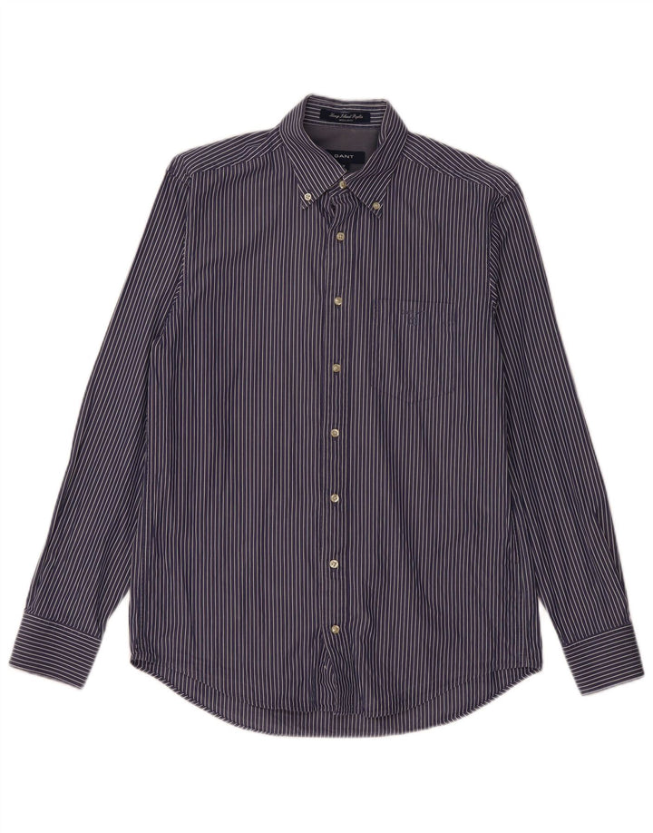 GANT Chemise Regular Fit Homme Bleu Marine Moyen à Fines Rayures Coton