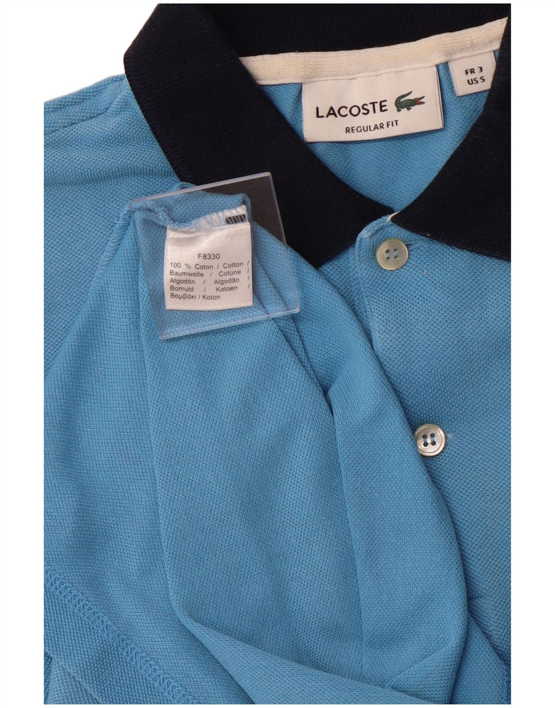 LACOSTE Polo Regular Fit Homme Taille 3 Petit Bleu Coton