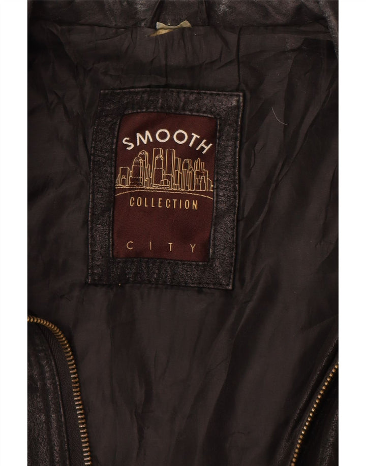 VINTAGE Veste en cuir homme UK 40 Grand cuir colorblock noir