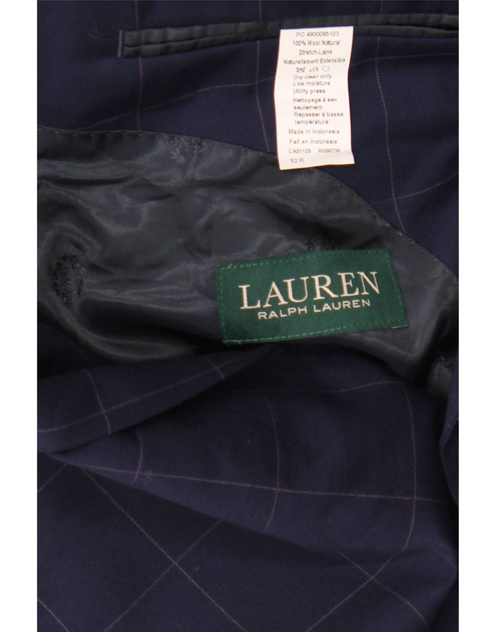 Ralph Lauren Veste blazer à 2 boutons pour homme IT 52 en laine à carreaux bleu marine