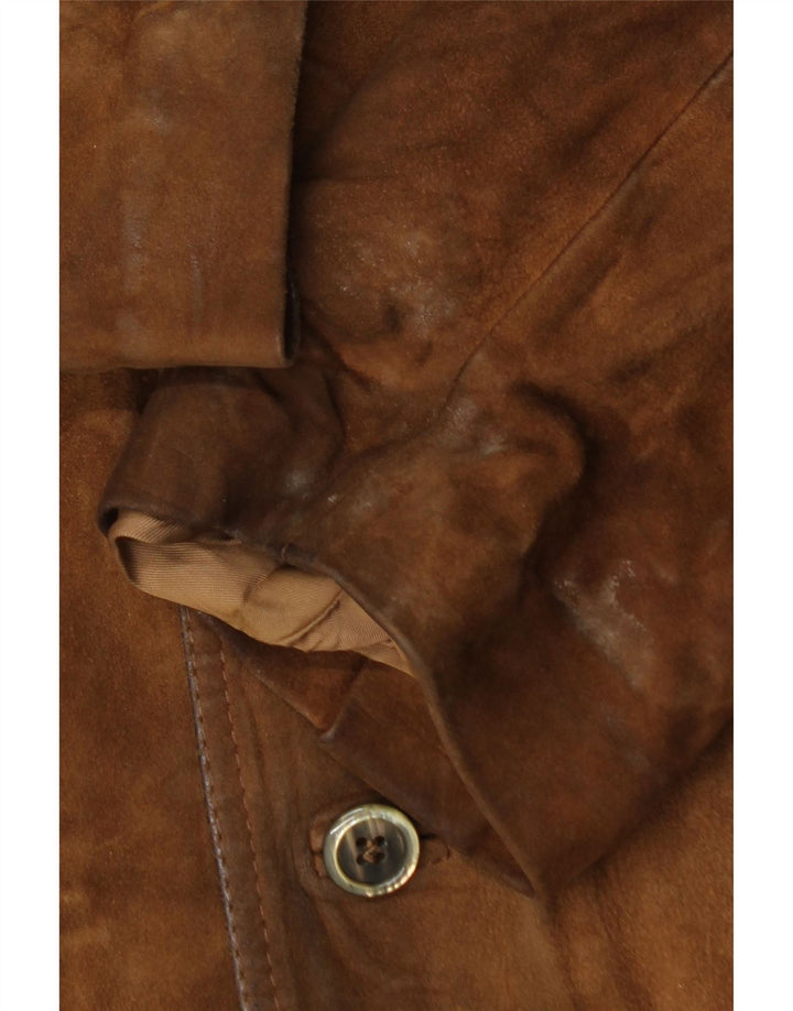 veste en daim homme vintage UK 36 petit cuir marron