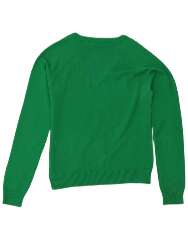 Zara Pull court à col en V pour femme UK 12 en coton vert moyen