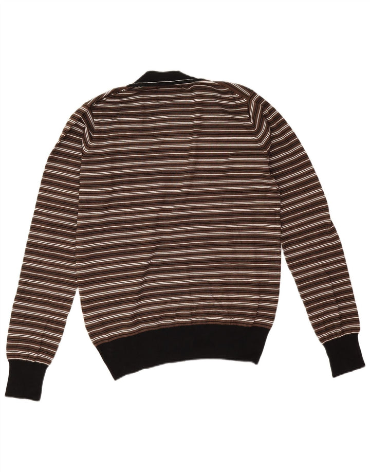 Gaudi Homme Cardigan Pull Marron Moyen Rayé Viscose