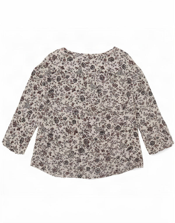 Fat Face Chemisier à manches 3/4 pour femme UK 10 Petit coton floral blanc