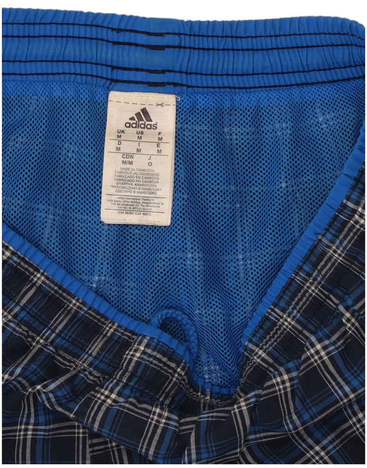 Adidas Short de sport pour homme en polyester à carreaux bleu marine moyen