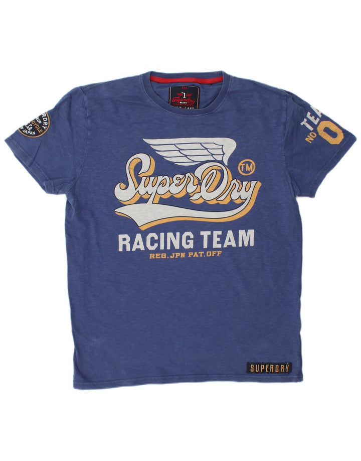 SUPERDRY T-Shirt Graphique Homme Top XL Bleu Coton