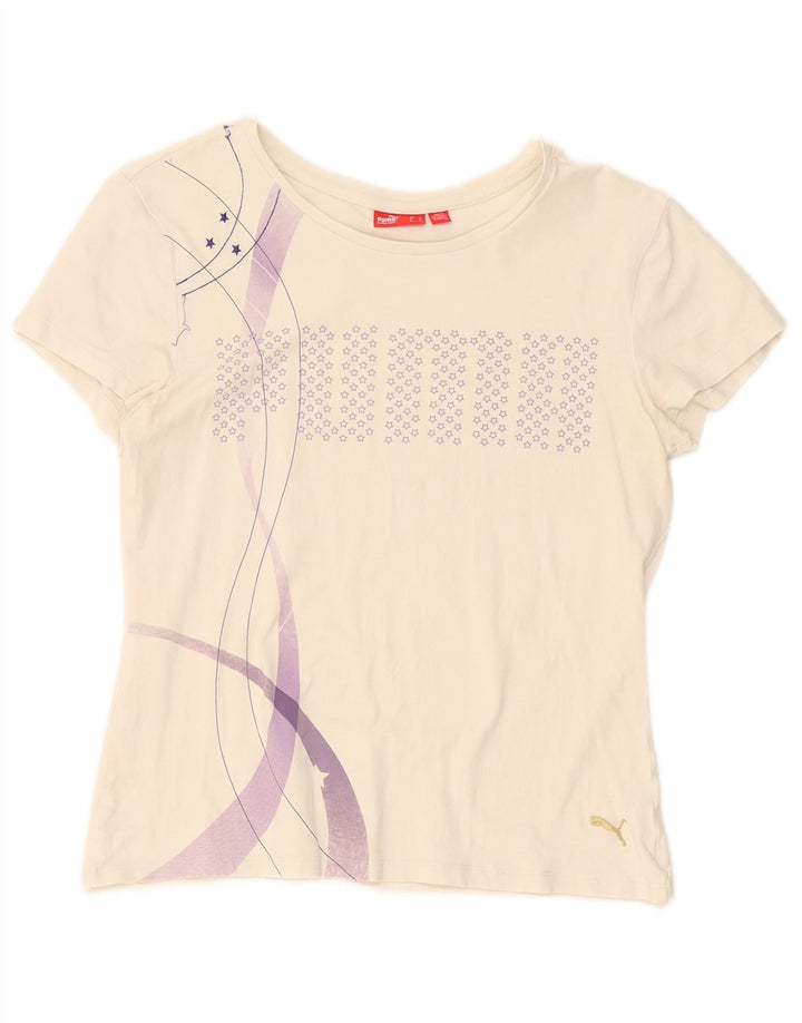 Puma T-shirt graphique pour femme UK 16 Large Blanc