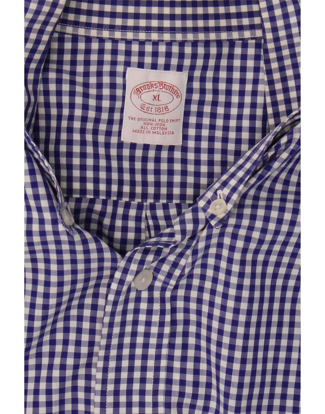 Brooks Brothers Chemise Homme XL Bleu Vichy Coton