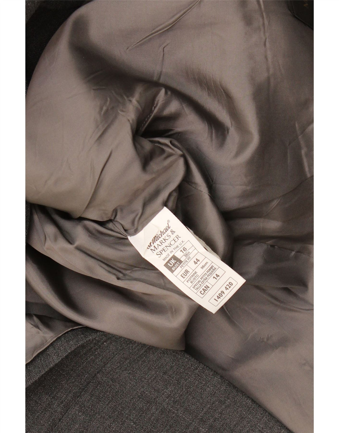 Marks & Spencer Veste blazer à 2 boutons pour femme UK 16 Grande laine grise