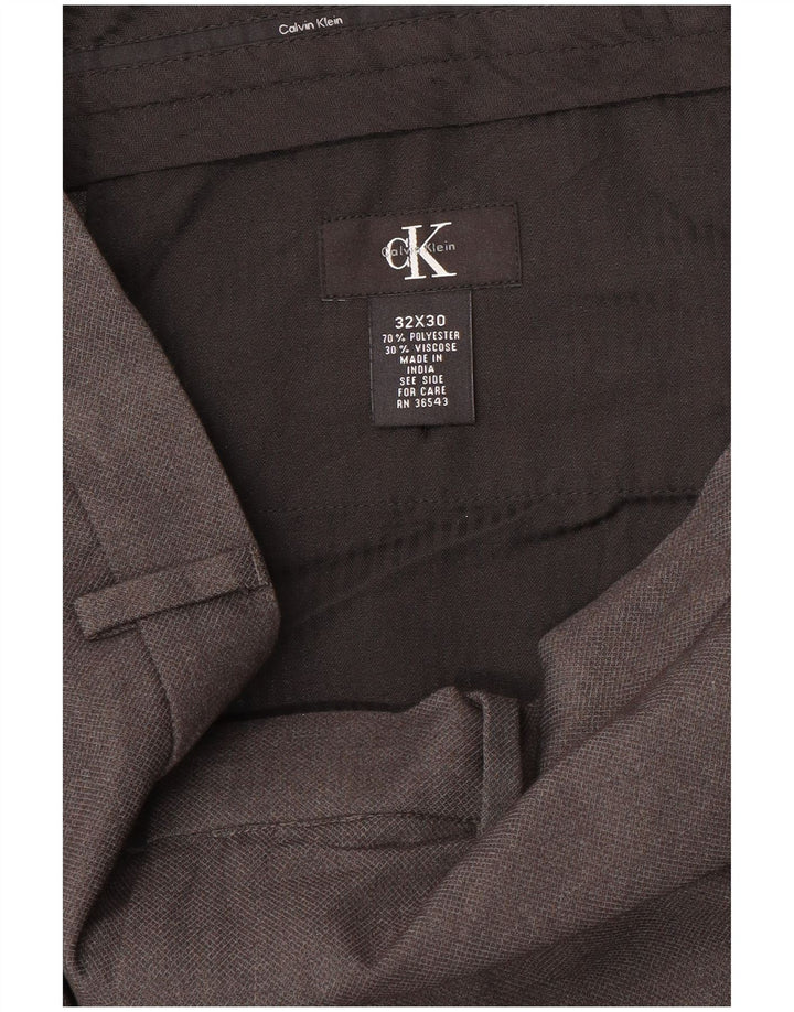 CALVIN KLEIN Pantalon de Costume Droit Homme W32 L30 Gris Polyester