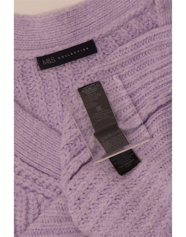 Marks & Spencer Pull surdimensionné à col en V pour femme UK 14 Violet moyen