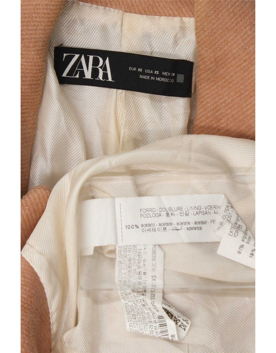 Zara Manteau surdimensionné à double boutonnage pour femme UK 6 XS Coton rose