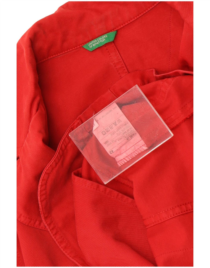 Benetton Veste Blazer Graphique 1 Bouton Femme IT 42 Coton Rouge Moyen