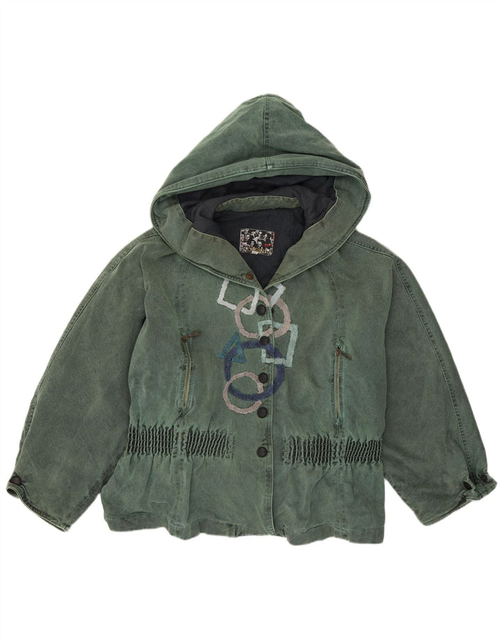 Ernestina Cerini Veste coupe-vent à capuche pour femme IT 46 Grand Vert années 90