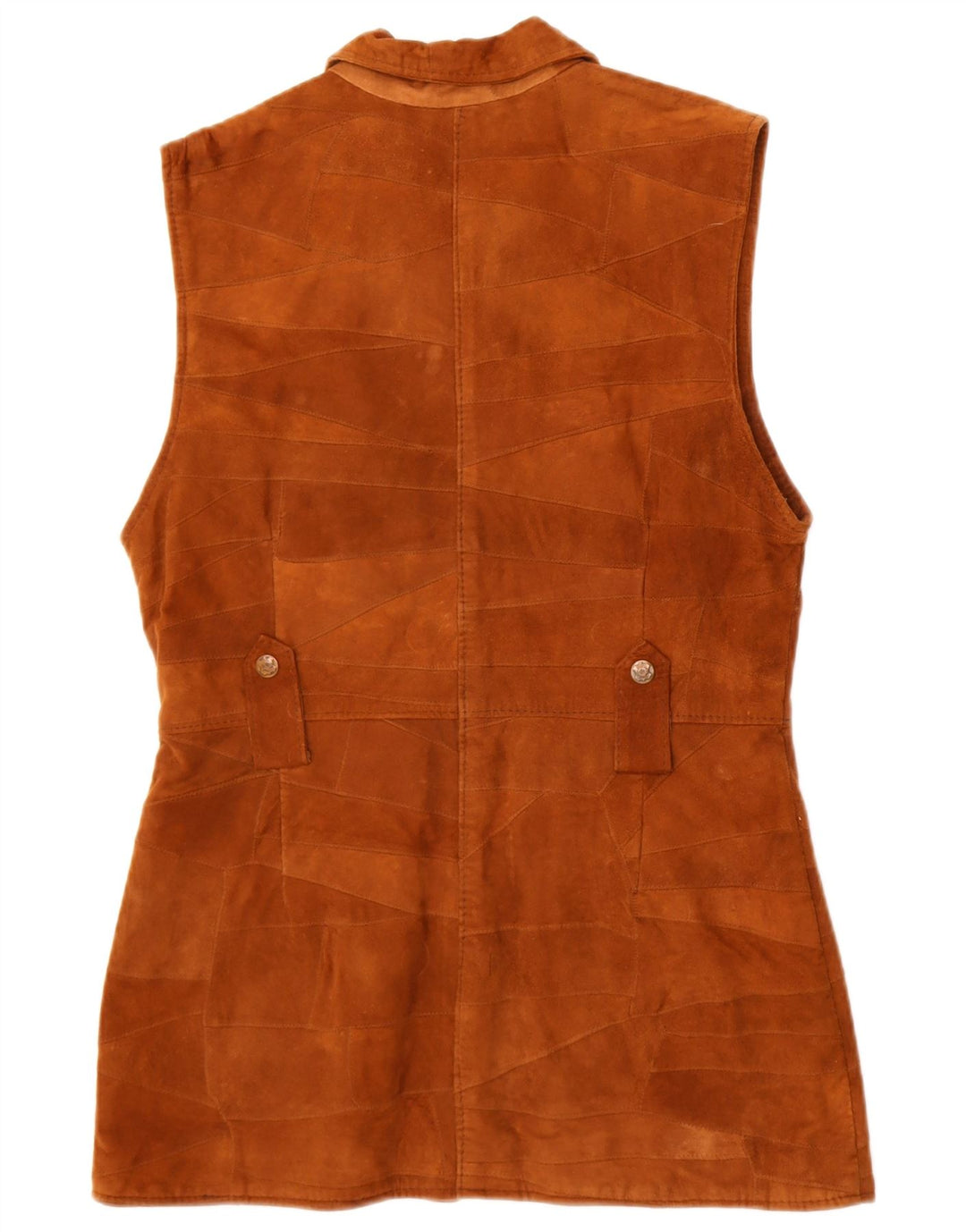 vintage Femme Daim Gilet UK 14 Cuir Marron Moyen