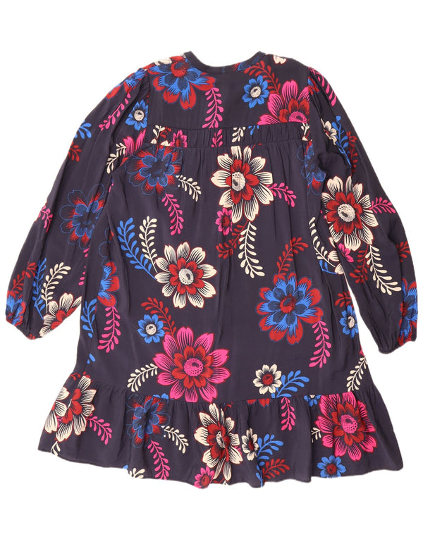 Next Robe à volants surdimensionnée à manches longues pour femme UK 44 Grand Bleu Marine Floral