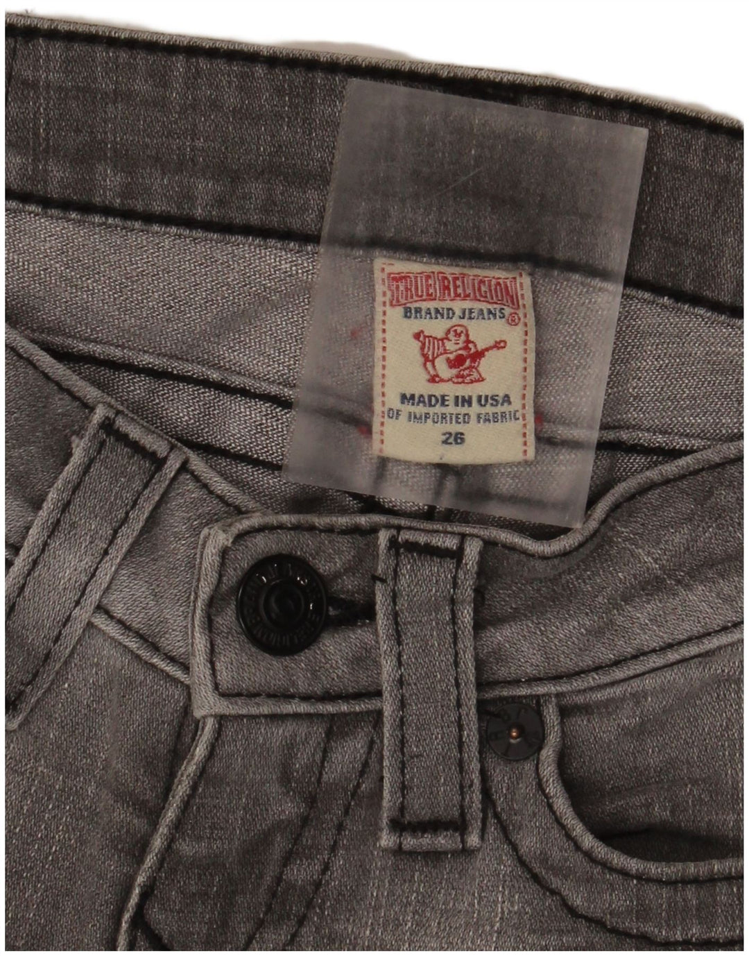True Religion Jean slim effet vieilli W26 L29 en coton gris pour femme