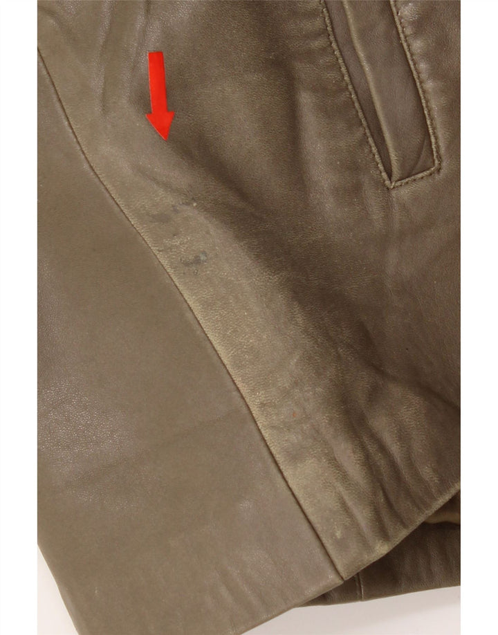 Veste en cuir femme vintage IT 44 Cuir kaki moyen