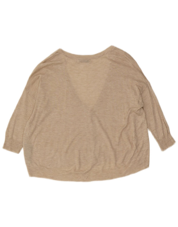 Zara Cardigan à manches 3/4 pour femme en viscose beige moyen UK 14