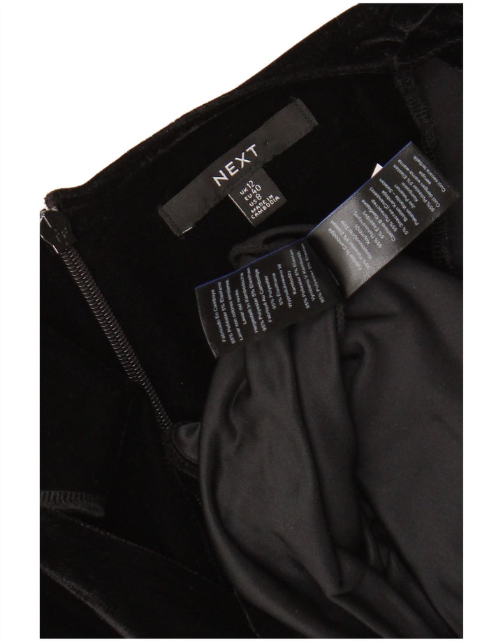NEXT Robe moulante à manches longues en velours pour femme UK 42 Polyester noir moyen