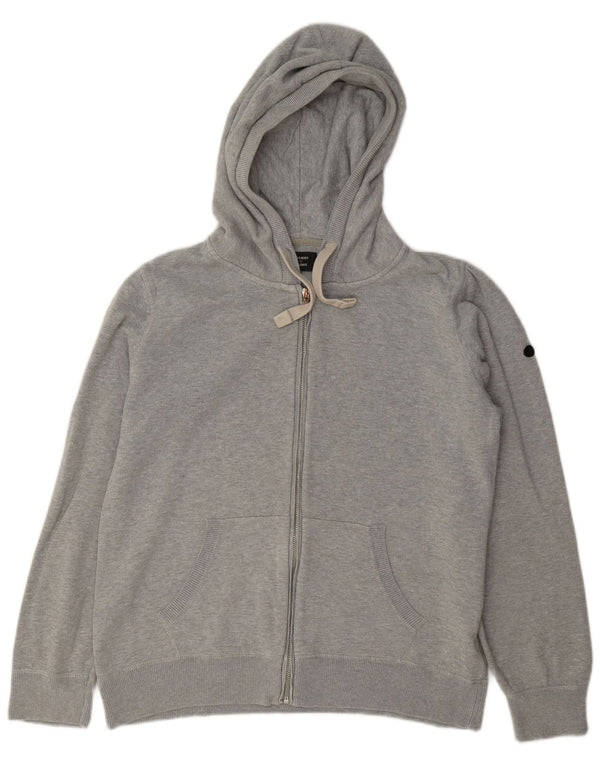 Superdry Pull à capuche zippé pour femme UK 14 Large Gris