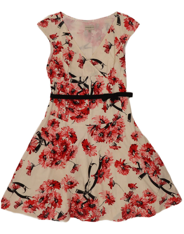 Karen Millen Robe trapèze pour femme UK 14 Grand motif floral blanc