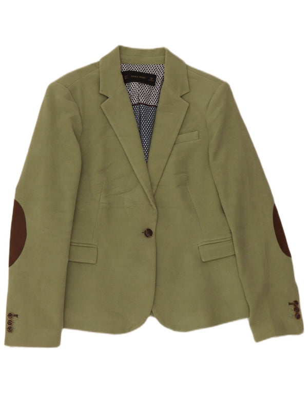 Zara Veste Blazer 1 Bouton Femme UK 18 XL Coton Vert