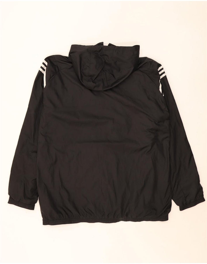 Adidas Veste de pluie à capuche pour homme UK 42 XL Noir Polyester