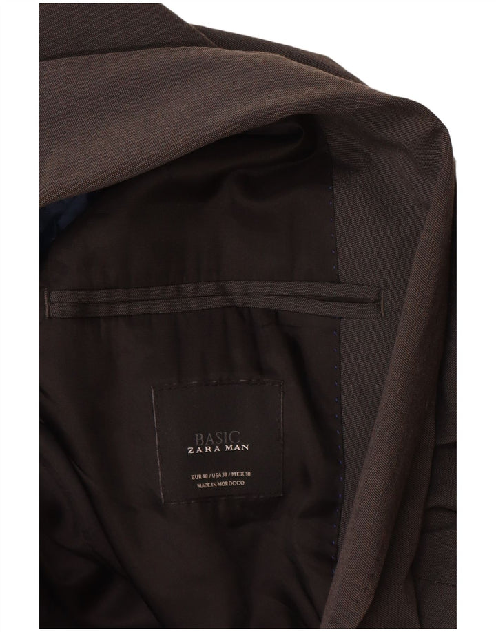 Zara Veste Blazer 2 Boutons Homme EU 48 Gris Moyen