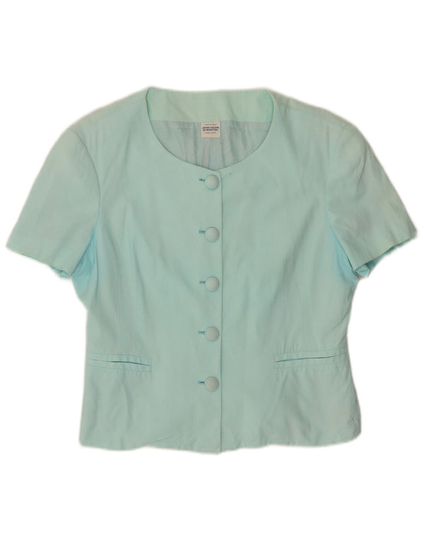 BENETTON Veste Blazer à Manches Courtes à 5 Boutons pour Femme IT 44 Turquoise Moyen