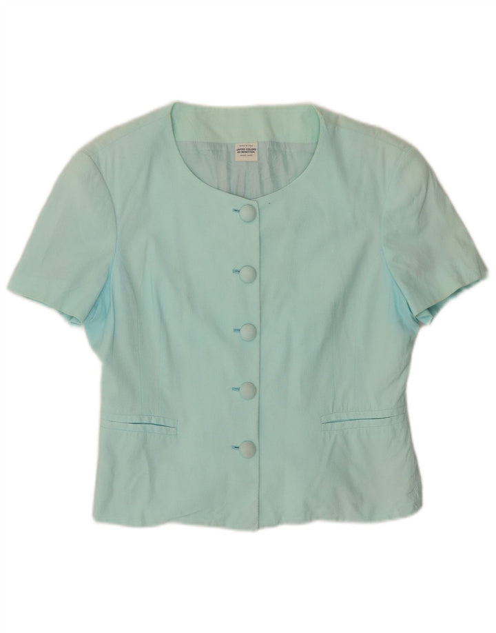 BENETTON Veste Blazer à Manches Courtes à 5 Boutons pour Femme IT 44 Turquoise Moyen