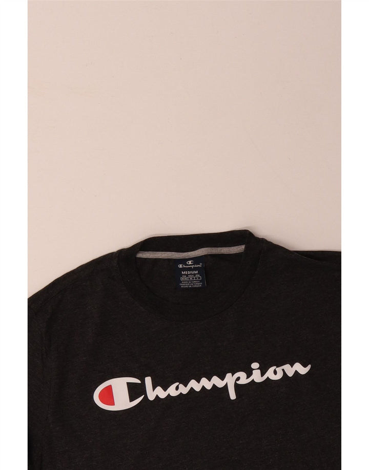 CHAMPION T-Shirt Graphique Homme Noir Moyen Moucheté