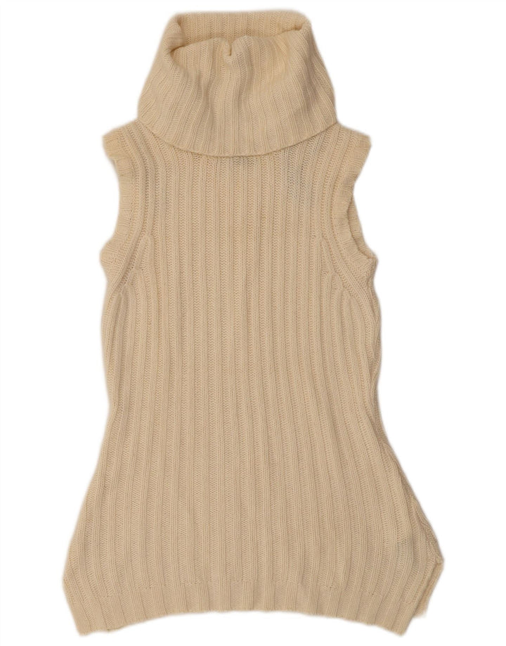 Massimo Dutti Pull sans manches à col roulé pour femme Beige moyen UK 12