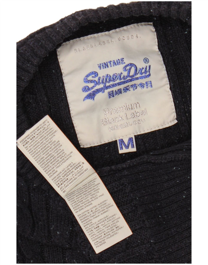 SUPERDRY Pull col bateau pour femme UK 12 Bleu marine moyen Coton