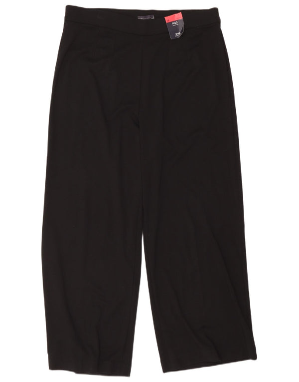 Marks & Spencer Pantalon décontracté à jambe large pour femme UK 18 XL W38 L28 Noir