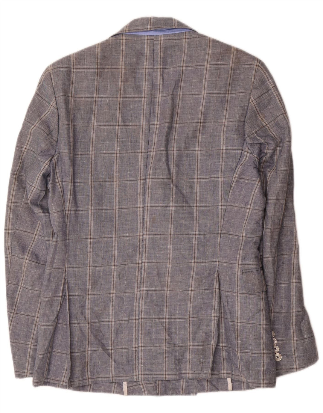 Zara Veste blazer à double boutonnage pour homme EU 48 Bleu marine moyen à carreaux en coton